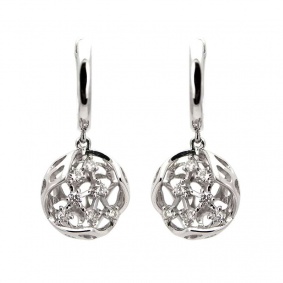 18k White Gold Diamond Love-Nest Earrings